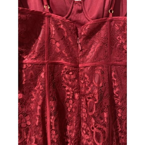 Lulus Lucy Wine Red MIDI Lace Bustier Dress Size L - Picture 8 of 13